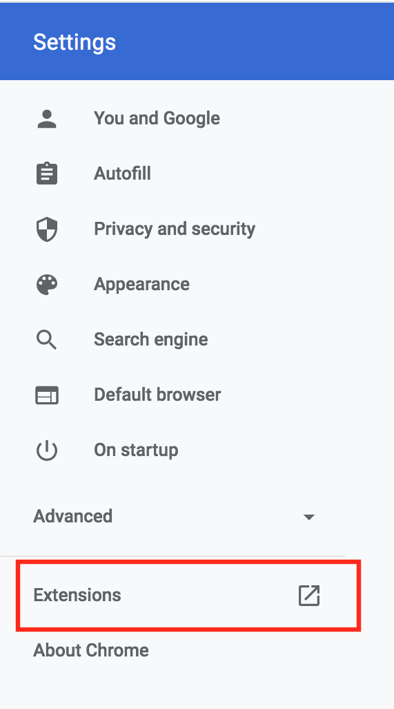 image of settings menu