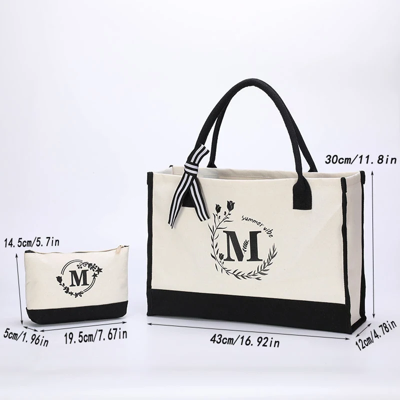 Sac en toile personnalisé avec la première lettre imprimée A. Parfait pour un usage quotidien. Élégant, unique et pratique.