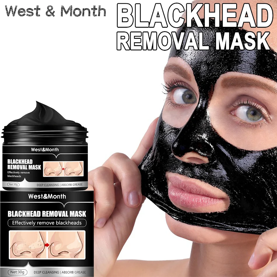 Masque d'aspiration Bamboo Charcoal pour points noirs, nettoie, décolle et aspire, élimine acné, points noirs du nez pour une peau nette