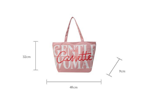 Title 1, Letter Printed Tote Bag Large Capacity Canvas H...