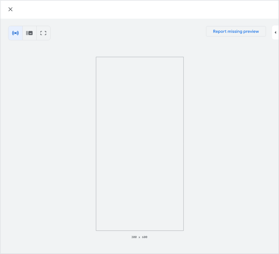 Example of a blank ad preview in Ad review center