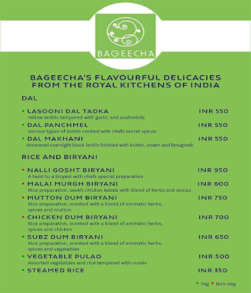 Bageecha menu 