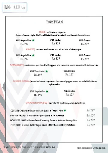 Indie Food Co menu 