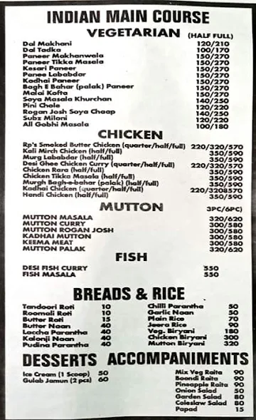 Red Pepper Restaurant menu 