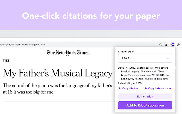 Bibcitation — Automatic Citation Generator chrome extension