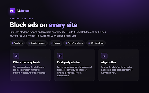 Ad Sensei — AI Ad Blocker for All Ads & YouTube™ Sponsor Skip screenshot 4