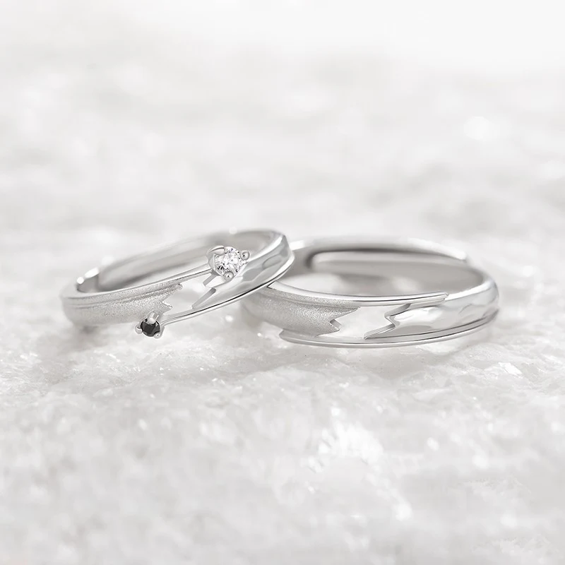 Bague Ajustable pour Couple en Argent Sterling