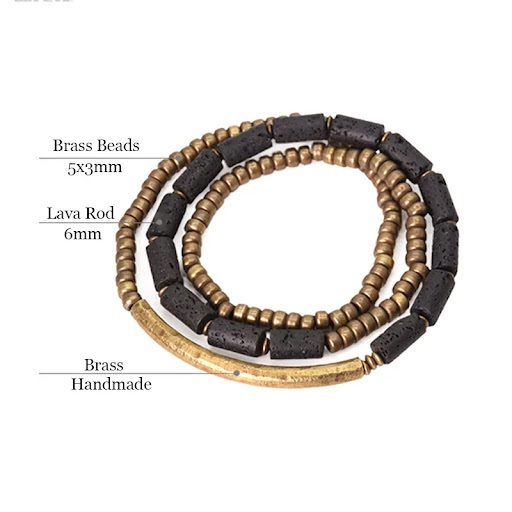 Title 1, Multilayer Handmade Brass Tube Volcanic Stone B...