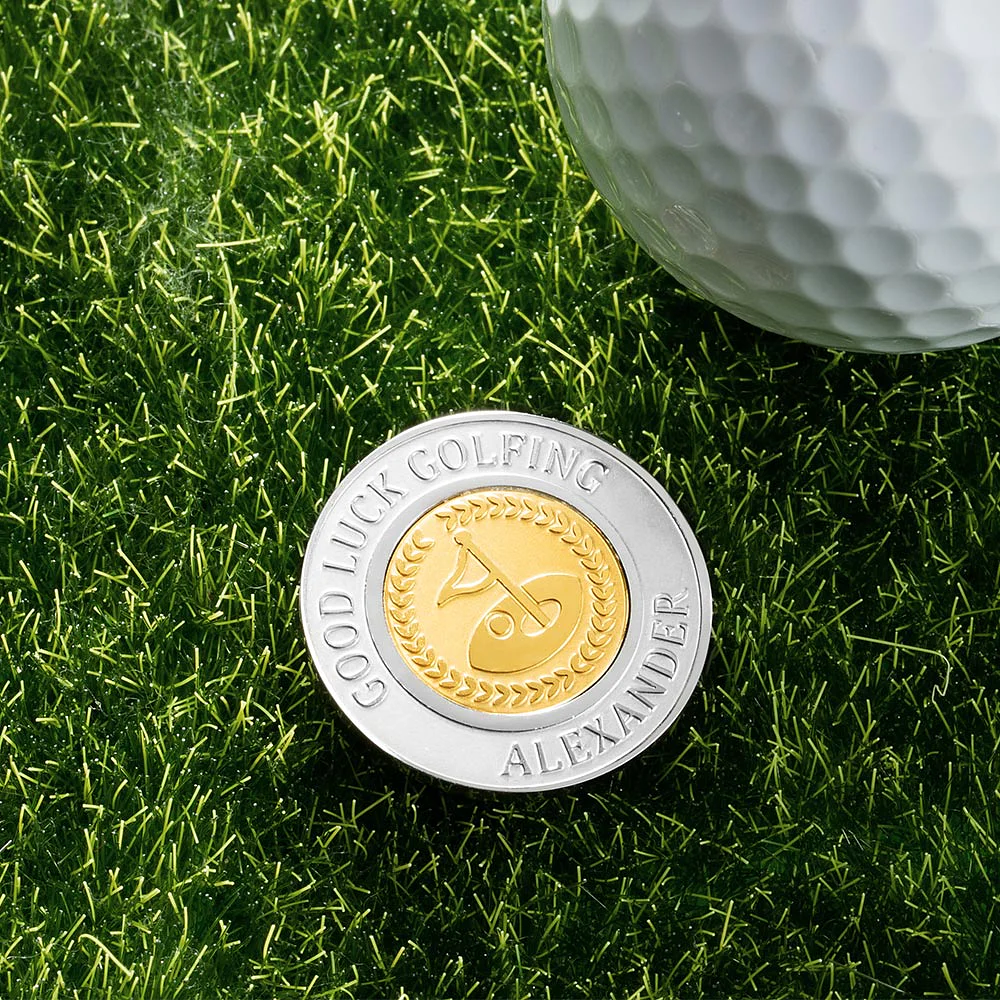 marqueur de balle de golf avec jeu de mots : Good Luck Golfing.