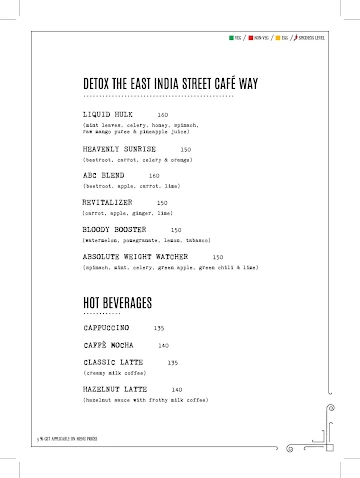 East India Street Cafe menu 