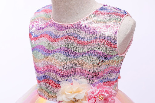 Title 3, Childrens Colorful Puffy Yarn Cake Dress, a So...