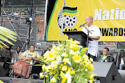 President Jacob Zuma addresses thousands of people at the ANC's 99th anniversary celebrations at Peter Mokaba Stadium on January 8 2011. File photo.