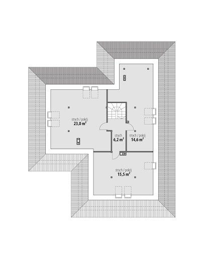 Nela VI - Rzut poddasza do adaptacji - 59,3 m2