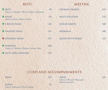 Gulmurg - The Shalimar Hotel menu 