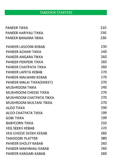 Veg Affairs menu 