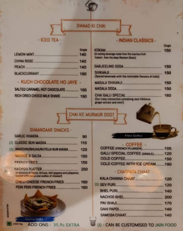 Chai Galli menu 