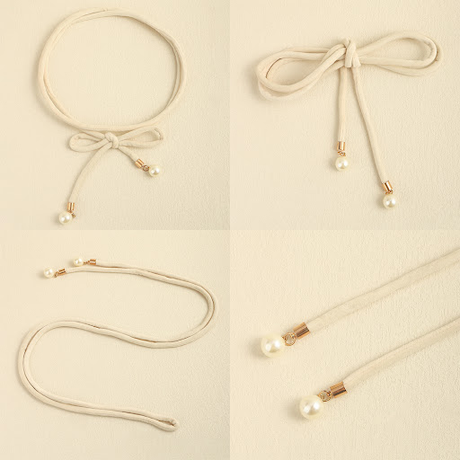 Title 9, Simple Lady Velvet Bow Thin Waist With Pearl Pe...