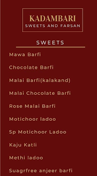 Kadambari Sweets & Farsan menu 2
