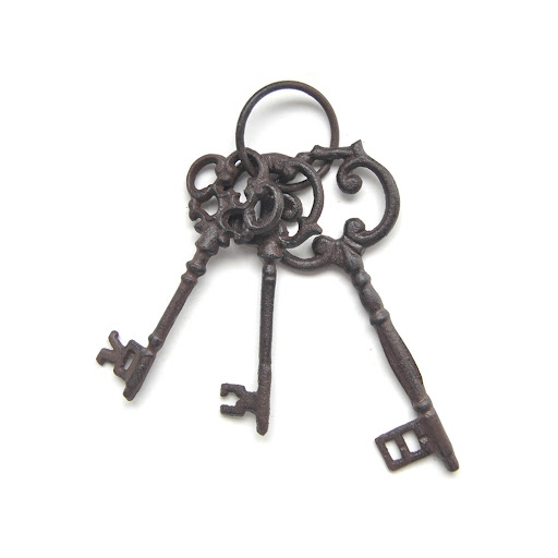 Title 5, Rustic garden decorative cast iron keyring pend...