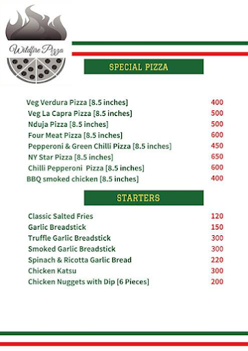 Wildfire Pizza menu 