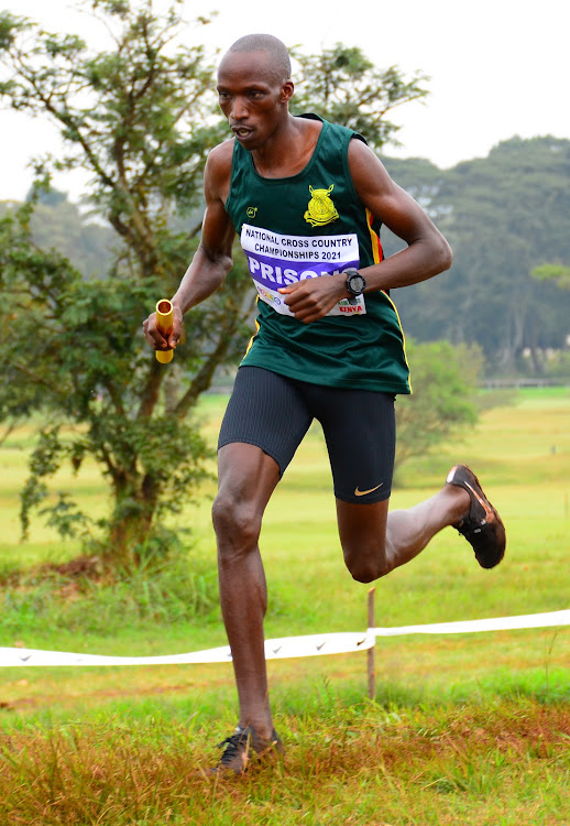 Timothy Cheruiyot competes in 2km mixed relay during the National Cross Country Championships at Ngong Race Course.