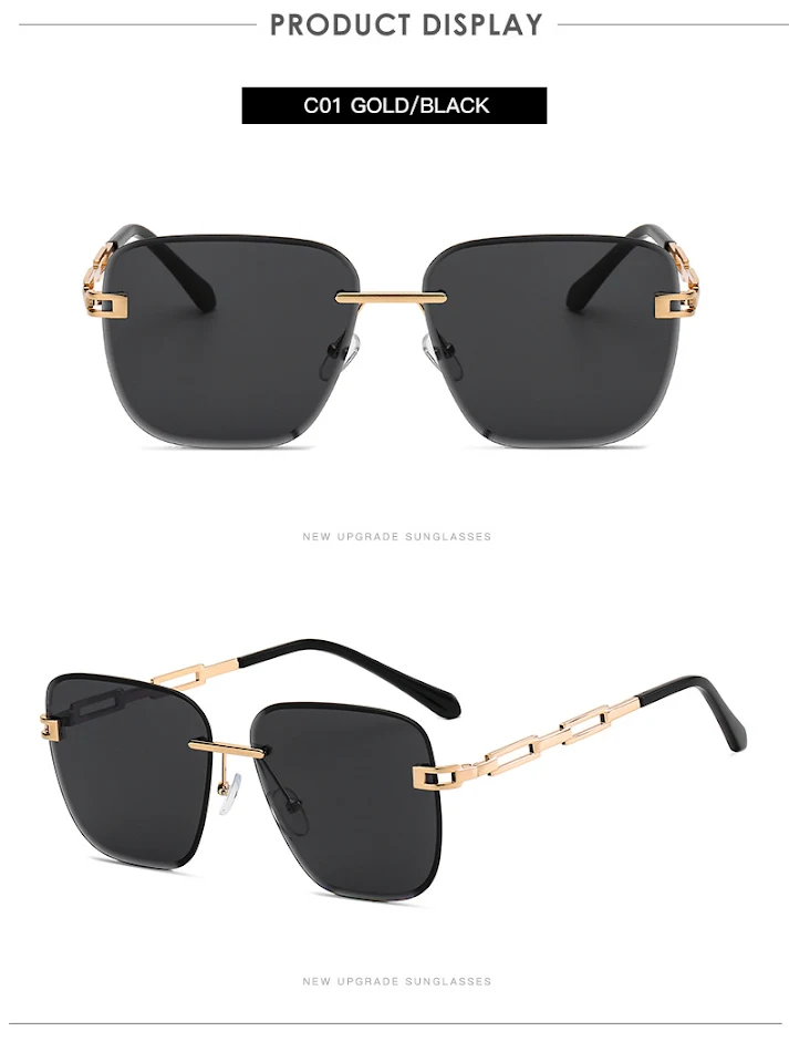 Lunettes de soleil carrées à coupe sans cadre et à la mode