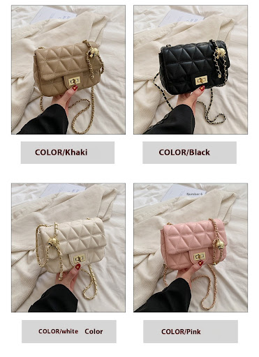 Title 7, Womens High-Grade Diamond Pattern Chain Bag, S...