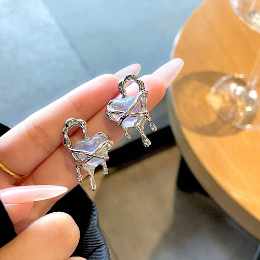 Title 3, 925 Silver Needle Dripping Heart Transparent Pu...