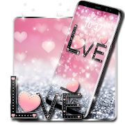 Pink Love Heart Diamond Glitter Theme  Icon