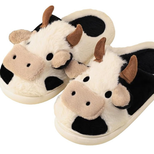 Title 1, Womens Baotou Cotton Slippers, cow design, war...
