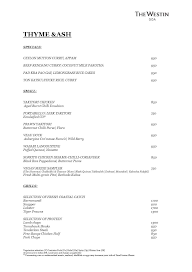 Thyme & Ash menu 1