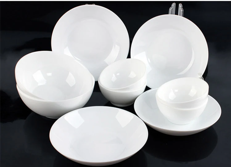 Witte Jade Servies 10-delig Set van gehard glas rijstkommen en borden Bestand tegen hoge temperaturen Perfect voor rijstgerechten