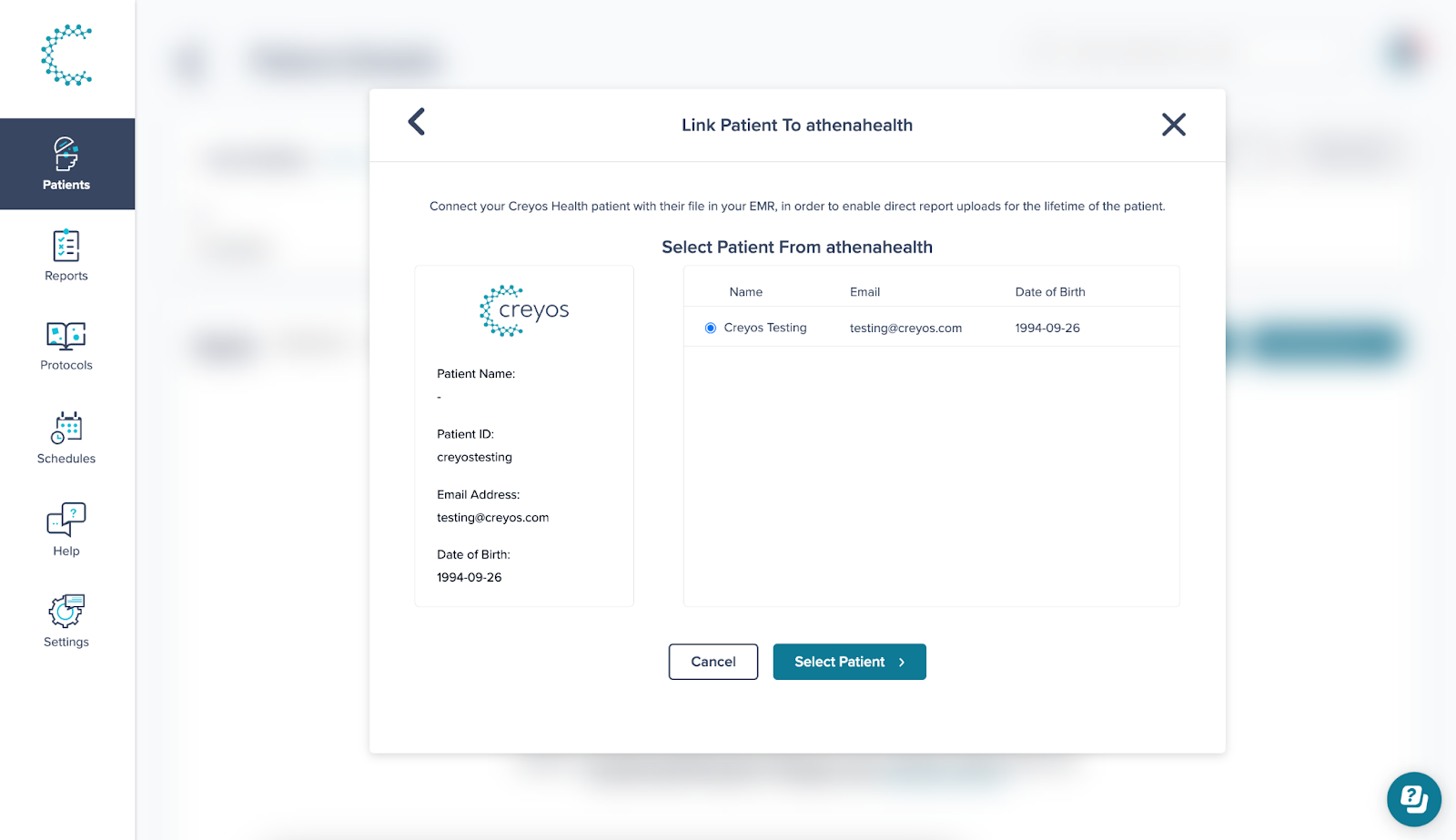 Records with matching information are found in athenahealth and presented for review