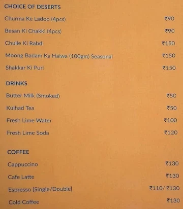 Traditional Khana menu 