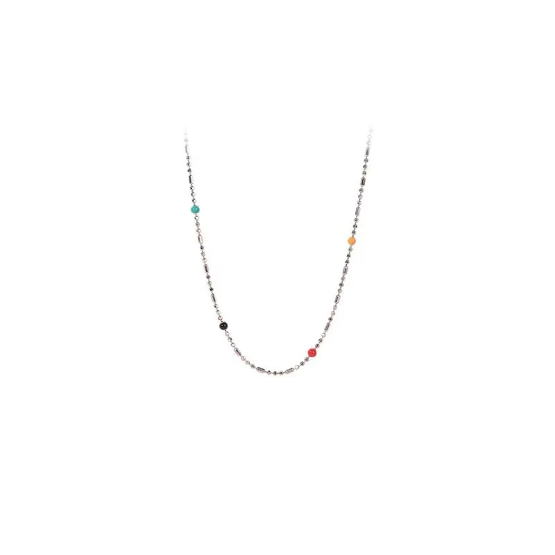 Niche design kleurrijke dunne simpele kralenketting voor vrouwen, een elegant en minimalistisch sieraad voor dagelijks gebruik.