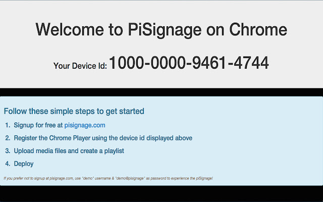 PiSignage on Chrome chrome extension