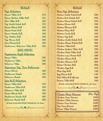 Bademiya Fine Dine Restaurant menu 