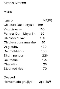 Kiran's Kitchen menu 1