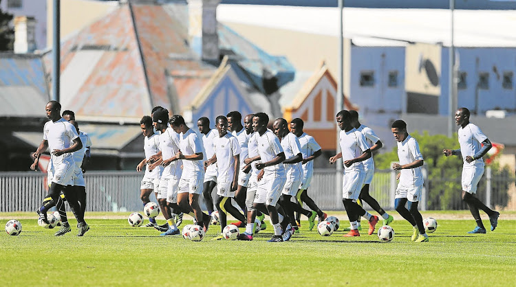 Chippa United players train ahead of their crucial game against Polokwane this weekend.