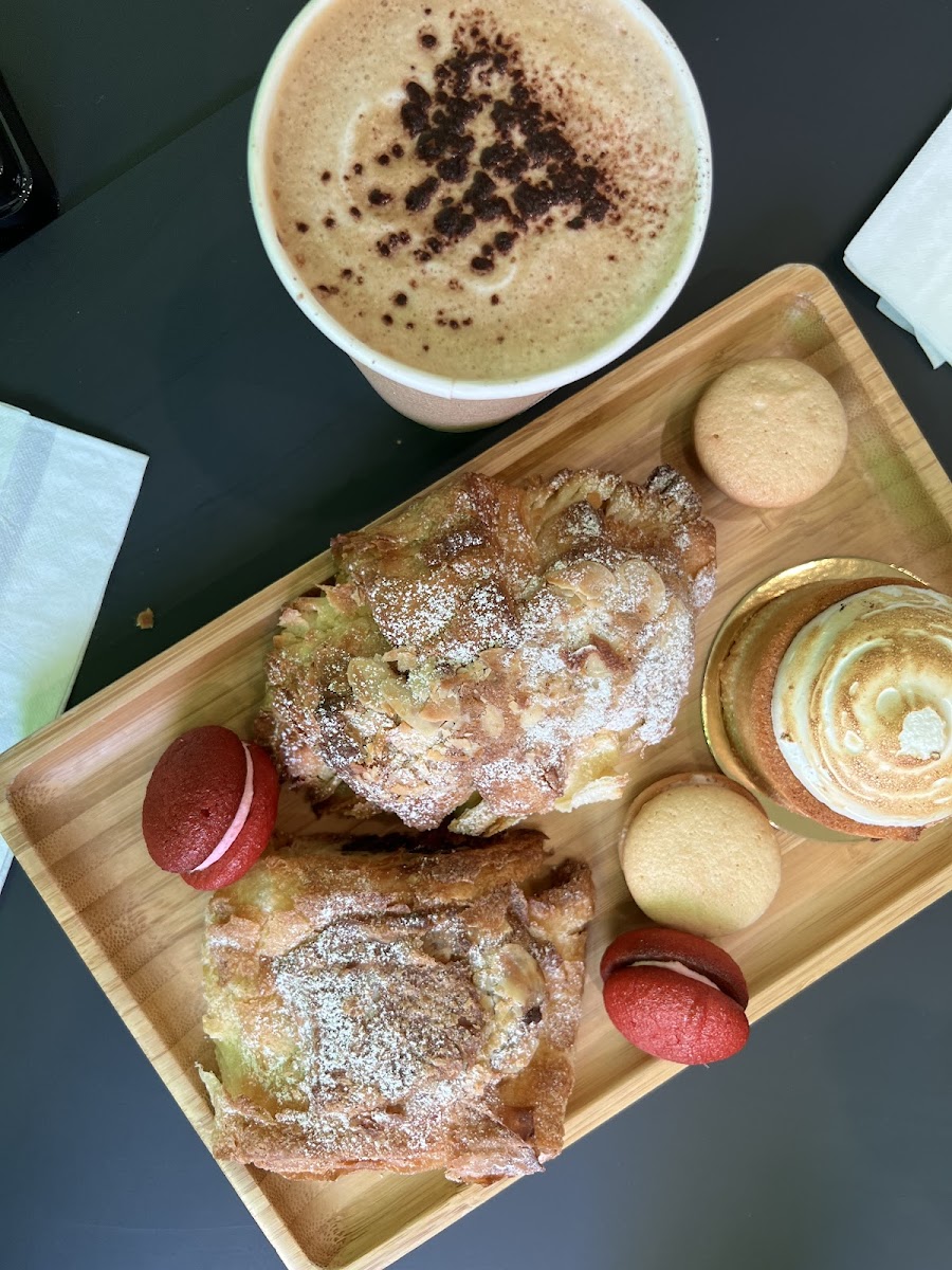 Croissants, citrus tart, macarons