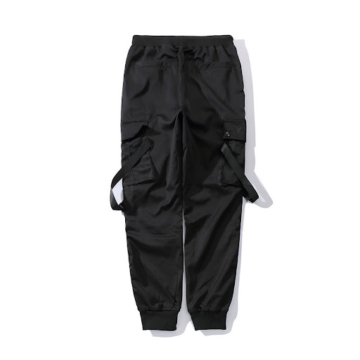 Title 19, Black Functional Overalls for Men Skinny Multi-...