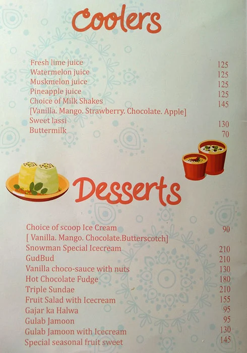 Kadala Tarangaa menu 