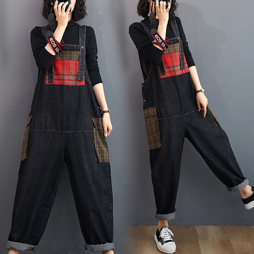Title 4, Womens New Style Denim Patch Pocket Suspender ...