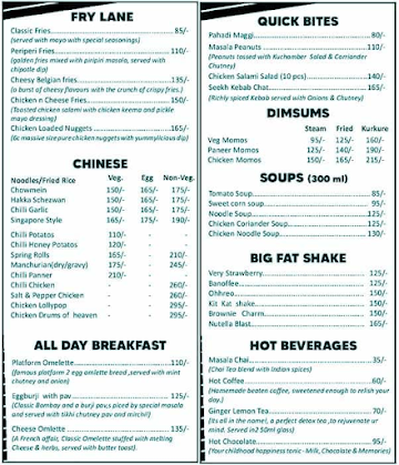 Backstreet cafe menu 