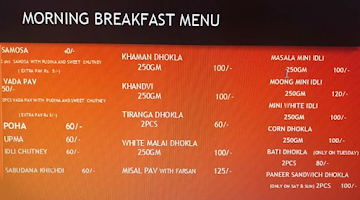 Modak Sweets menu 