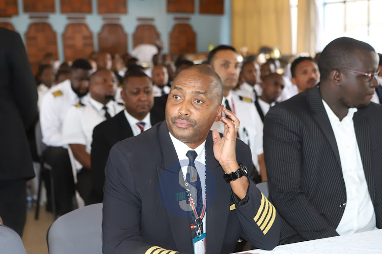 Kenya Airport Pilots Association secretary general Muriithi Nyagah during a press briefing at their offices in Rubani House, Airport North Road, Nairobi on Saturday, November 5, 2022.