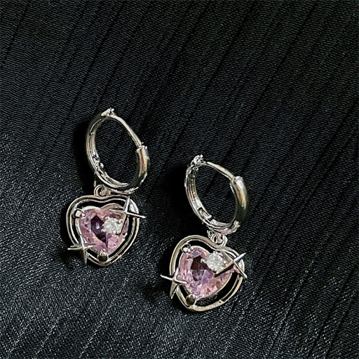 Title 5, Peach Galaxy Zircon Earrings Niche