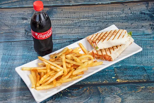 Chicken Wrap With French Fries And Pepsi