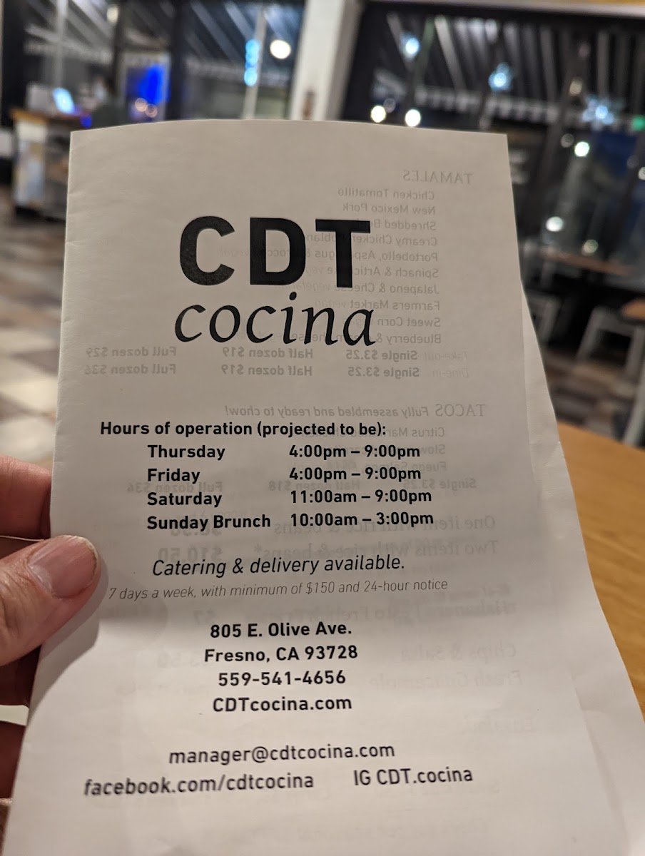 CDT Cocina gluten-free menu