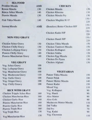 Yacht menu 